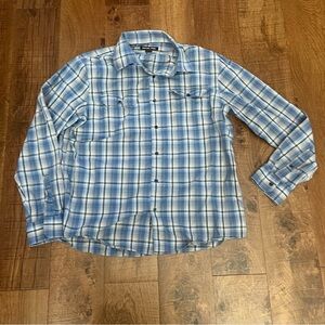 Michael Kors boys button down 100% cotton shirt XL extra large blue gray plaid